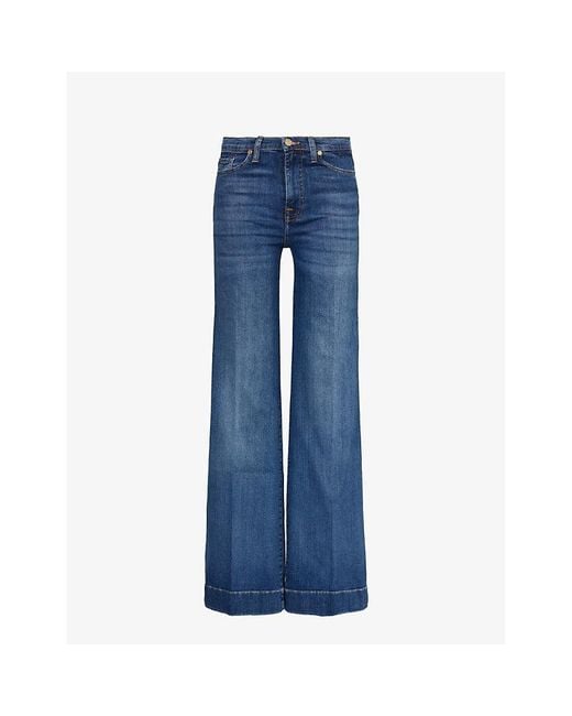 7 For All Mankind Blue Modern Dojo Flared High-Rise Stretch-Denim Jeans