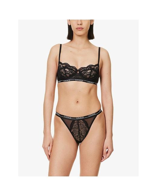 Lounge Underwear Black Blossom Stretch-Lace Balconette Bra