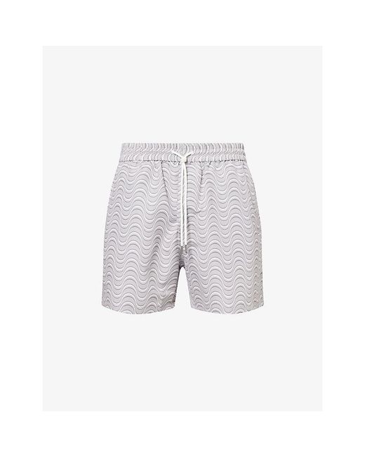 Arne Gray Wave Drawstring Swim Shorts for men