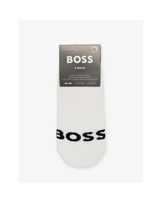 Boss Metallic Logo Text-pattern Pack Of Two Stretch-cotton Blend Socks for men