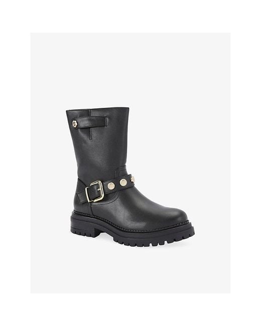 Carvela Kurt Geiger Black Headline Coin Faux-Leather Ankle Boots