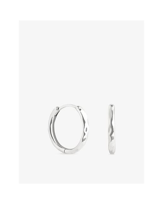 Astrid & Miyu White Molten Textured 18Ct-Plated Sterling- Hoop Earrings