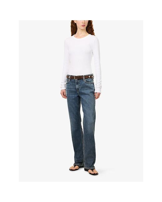 Rag & Bone White The Essential Ribbed Stretch-Cotton T-Shirt