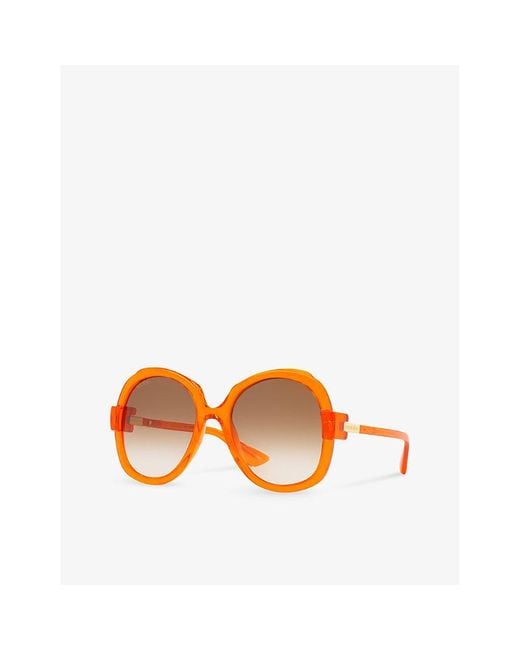 Gucci Orange gg1432s Round-frame Acetate Sunglasses