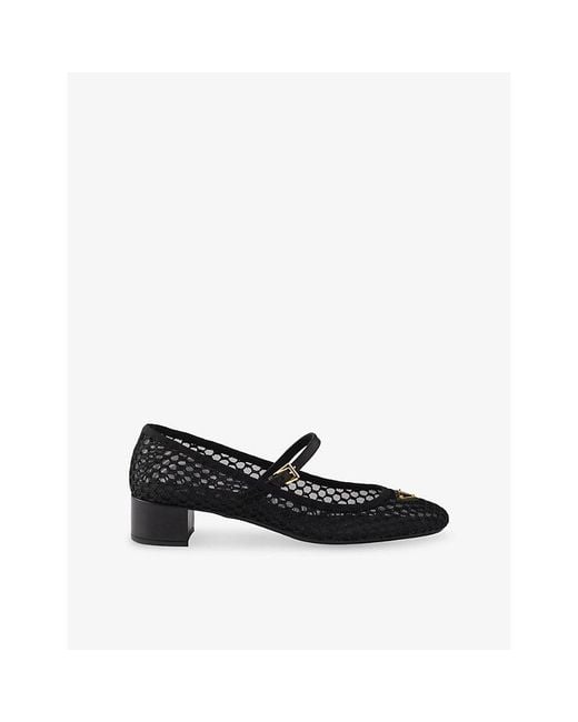 Prada Black Brand-Plaque Mesh Courts