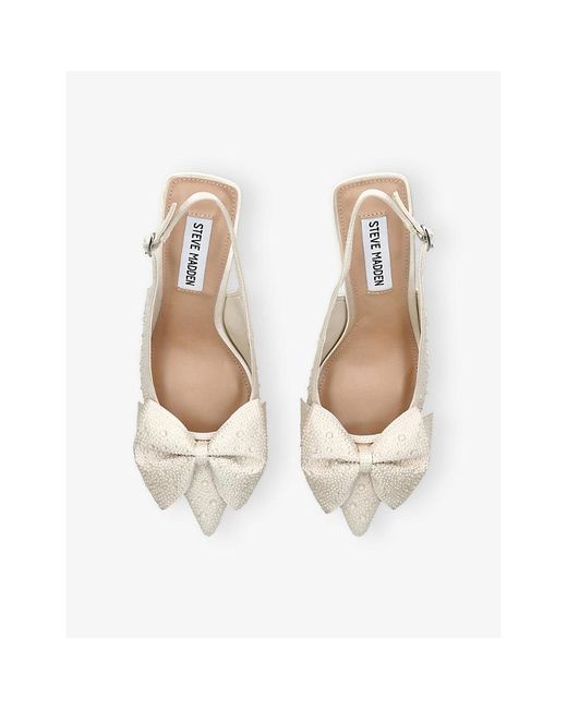 Steve Madden White Neasa Embellished Heels
