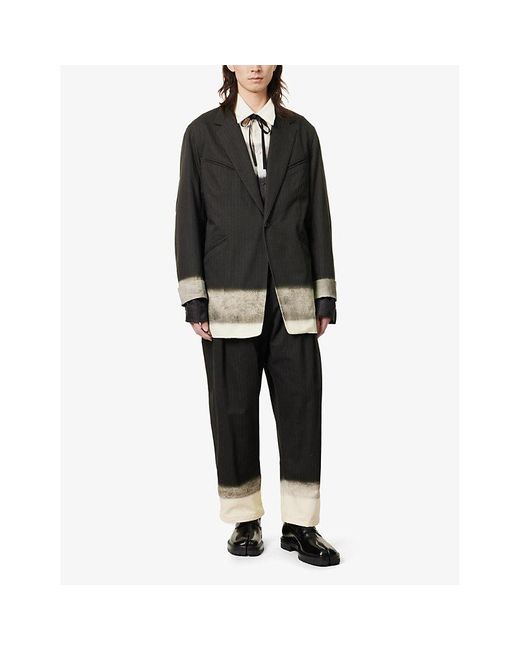 Maison Margiela Black Gradient-design Notched-lapel Cotton Jacket for men