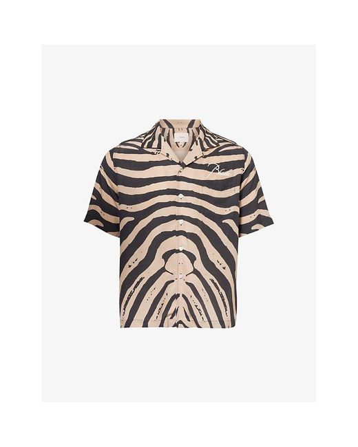 Rhude Multicolor Zebra Camp-collar Boxy-fit Silk Shirt X for men