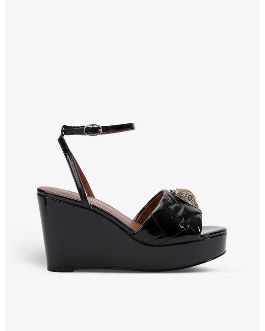 Kurt Geiger Kensington Crystalembellished Patentleather Wedges in