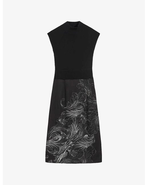 Ted Baker Black Hewiet Floral-print Woven Midi Dress