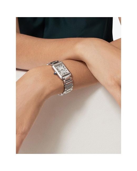 Cartier White Crwsta0107 Tank Must Small Stainless- Quartz Watch
