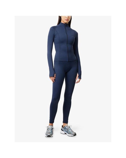 Sisterly Tribe Blue Softsculpt Zip High-Neck Stretch-Woven Jacket