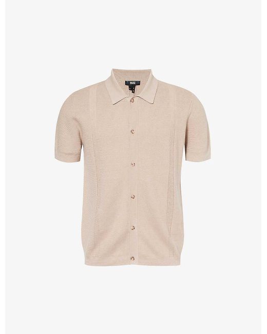 PAIGE Natural Mendez Short-sleeve Cotton And Linen-blend Knit Shirt Xx for men