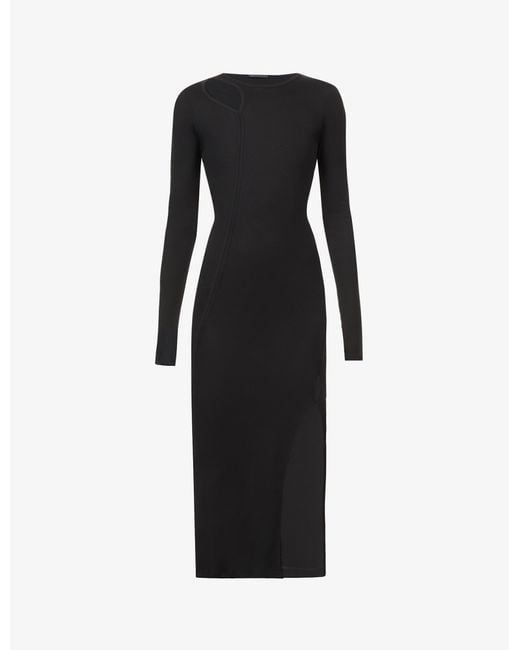 Helmut Lang Cut-out Slim-fit Cotton Midi Dress in Black | Lyst Canada