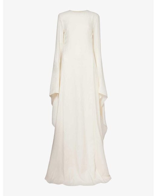Gabriela Hearst White Sigrud Flared-hem Wool, Silk And Linen-blend Maxi Dress