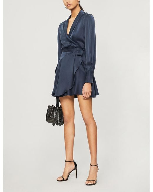 Zimmermann navy wrap dress sale
