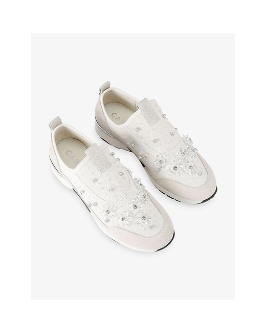 Carvela Kurt Geiger White Tempo Jewel Slip-On Woven Trainers