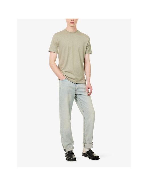 7 For All Mankind Natural Relaxed-Fit Crew-Neck Cotton-Blend T-Shirt for men