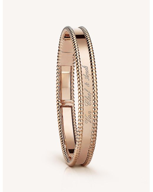 Van Cleef & Arpels Metallic Women's Pink Gold Perlée Signature Small Bracelet