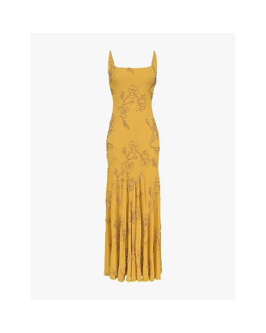 house of cb gold maxi dress House of Cb Persephone Gown Gold Chiffon – shortandsweethire main image 1