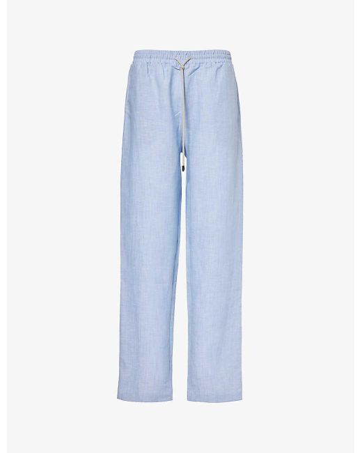Zimmerli of Switzerland Blue High-rise Relaxed-fit Linen And Cotton-blend Pyjama Bottoms X for men