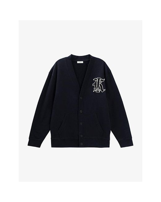 IKKS Logo embroidered Long sleeve Cotton jersey Cardigan in Blue