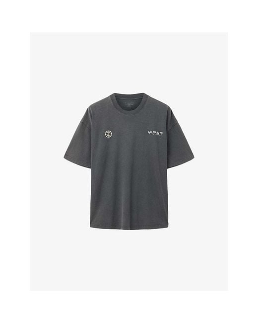 AllSaints Gray Emblem Crew Short-Sleeve Cotton-Jersey T-Shirt for men