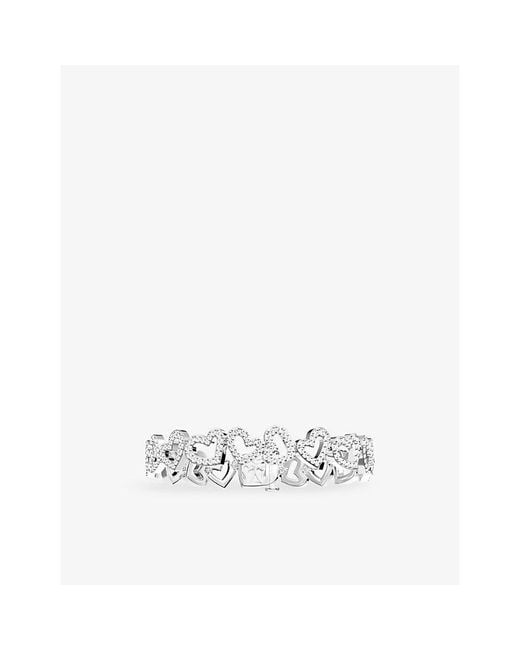 Apm Monaco White Heart Sterling- And Cubic Zirconia Bracelet