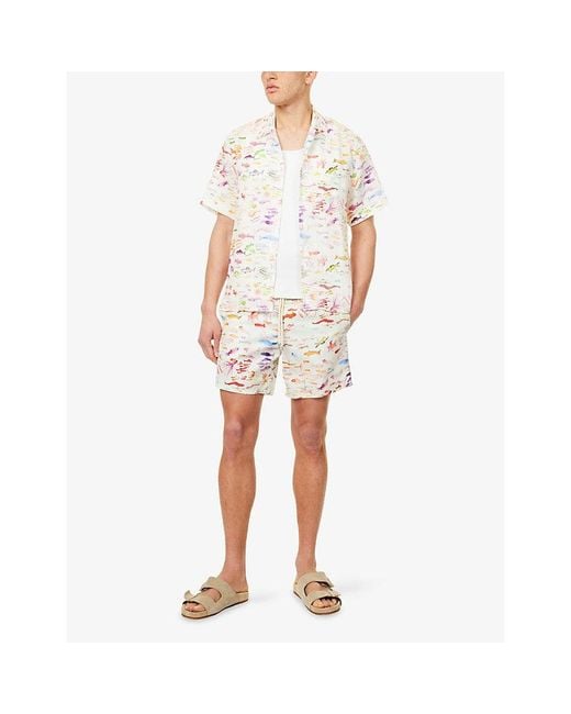 Vilebrequin White Moorea Fish-Print Swim Shorts for men
