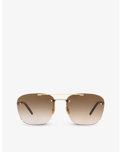 Saint Laurent Metallic Ys000324 Rimless Pilot-frame Metal Sunglasses