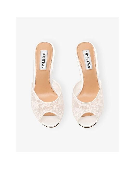 Steve Madden White Rollout Lace Heeled Mules