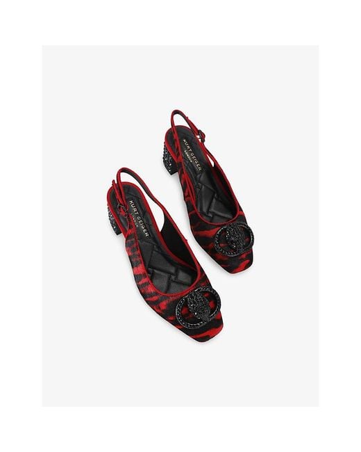 Kurt Geiger Red Chelsea Block-Heel Leather Slingback Pumps