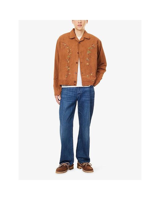 STORY mfg. Brown Wander Embroidered Cotton Jacket for men