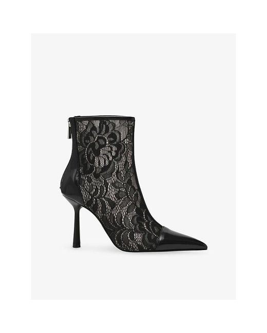 Steve Madden Black Arlette Lace Heeled Ankle Boots
