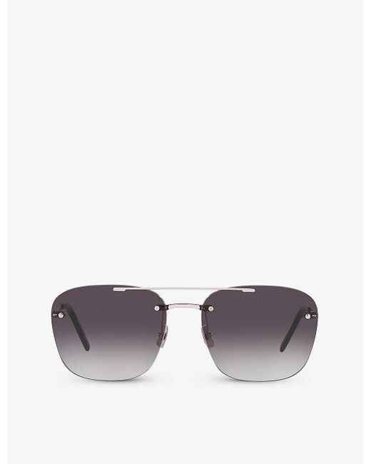 Saint Laurent Purple Ys000324 Rimless Pilot-frame Metal Sunglasses