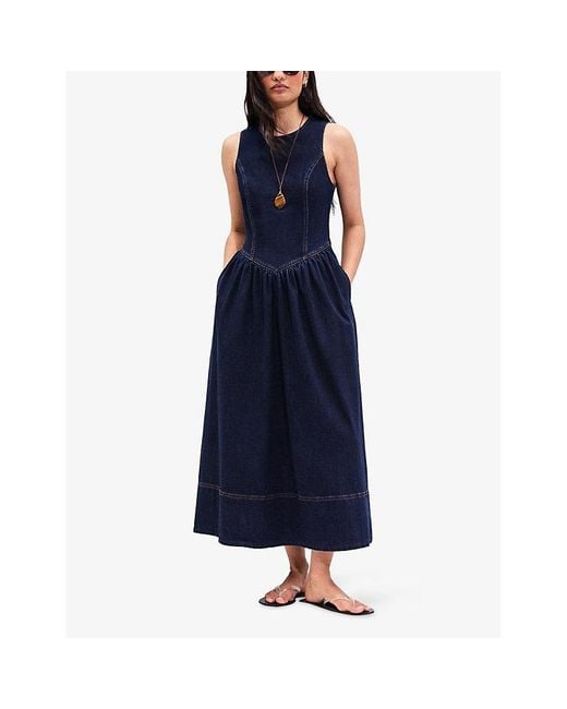 Ro&zo Blue Racer Sleeveless Denim Midi Dress