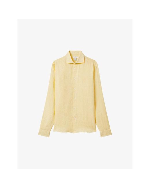 Reiss Yellow Ruban Regular-fit Linen Shirt for men