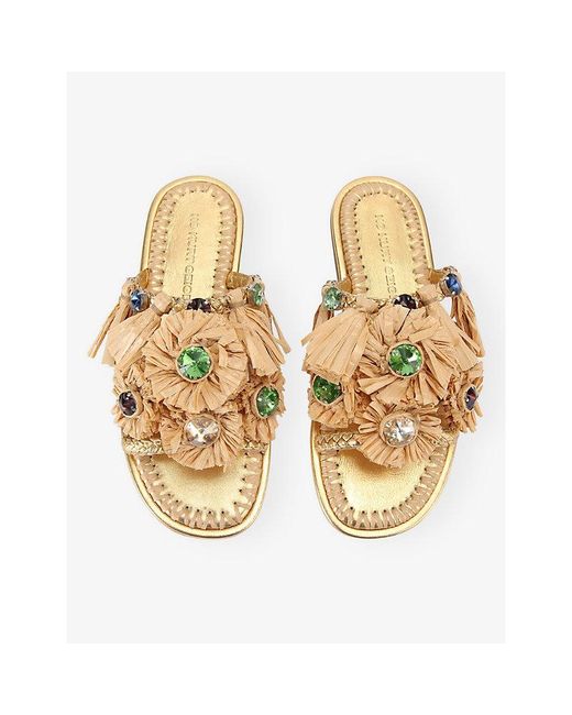 KG by Kurt Geiger Natural Roxie Leather And Raffia Sandals