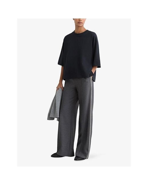 Reiss Black Lara Relaxed-Fit Cotton T-Shirt