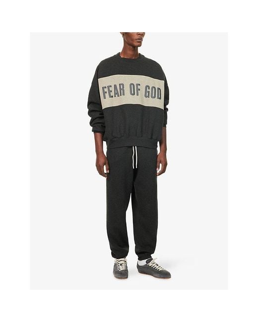 Fear Of God Black Panelled Crop Cotton-Jersey Sweatshirt for men