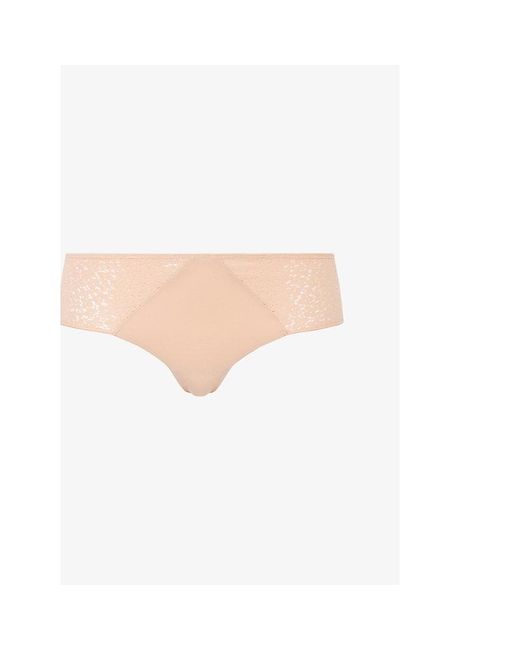 Chantelle White Norah Floral-embroidered Stretch-lace Brief