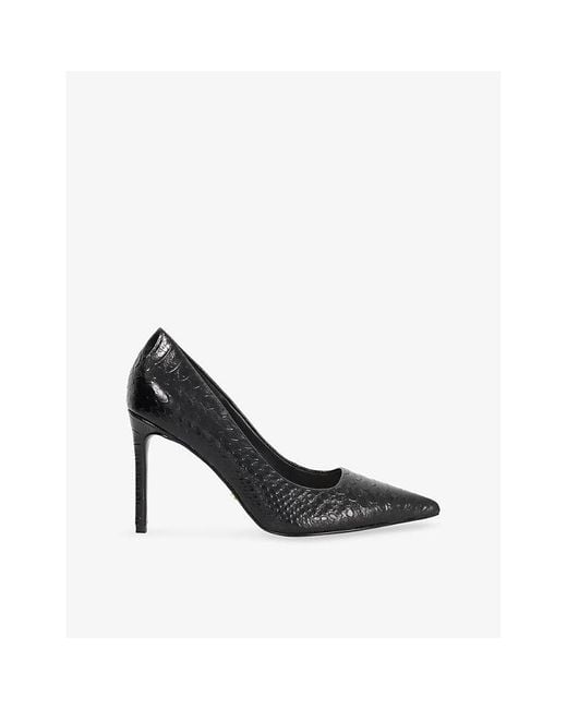 Dune Black Assured Leather Heeled Courts
