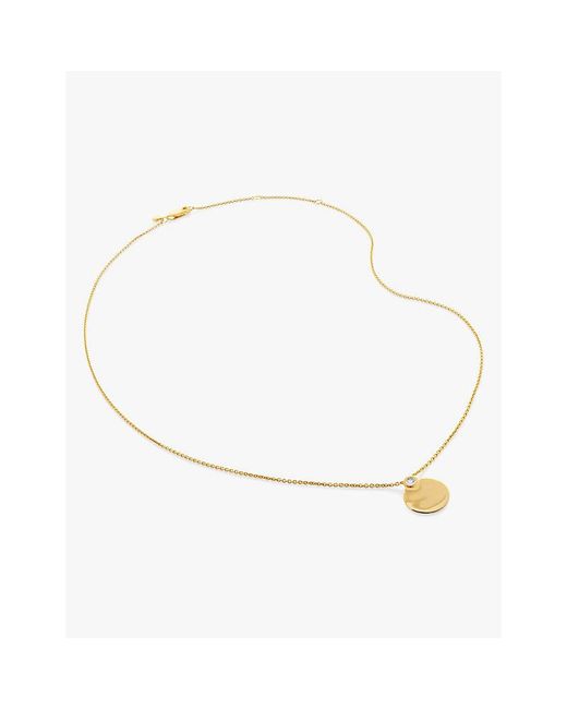 Monica Vinader White Round Charm 18Ct-Plated Vermeil Sterling- And 0.015Ct Lab-Grown Diamond Pendant Necklace