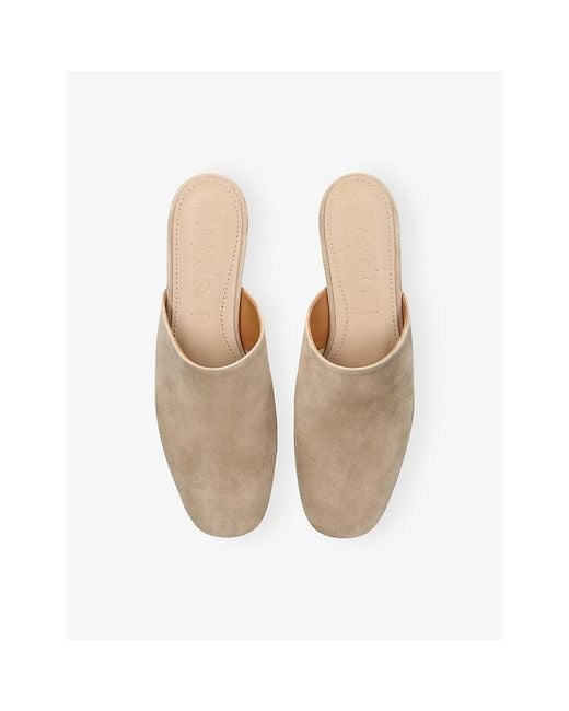 Aeyde Natural Rega Round-Toe Suede Mules