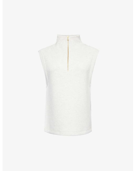 Varley White Magnolia Brand-tab Stretch-woven Top