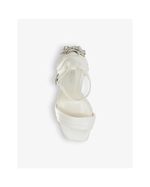 Dune White Meridians Crystal-embellished Satin Heeled Sandals