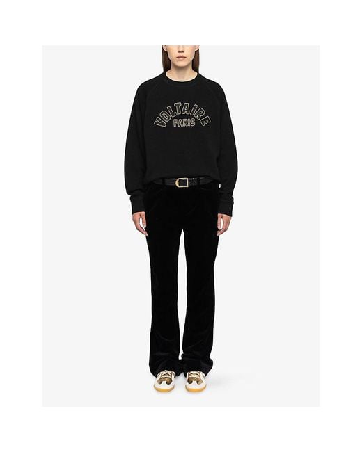 Zadig & Voltaire Black Sunca Logo-Embroidered Cotton Sweatshirt
