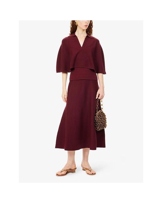 Jonathan Simkhai Red Cassie Knitted Wool Maxi Skirt