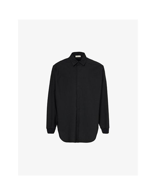 Fear Of God Black Brand-patch Relaxed-fit Cotton-blend Shirt for men