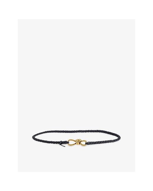 Bottega Veneta White Andiamo Braided Leather Belt